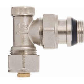 Angled Manual Return Outlet Radiator Valve 16mm PEX Compression Fittings x 1/2" BSP