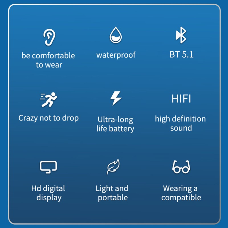 Smart BT Headset Touch Digital Display 5.1 Wireless Waterproof In-Ear