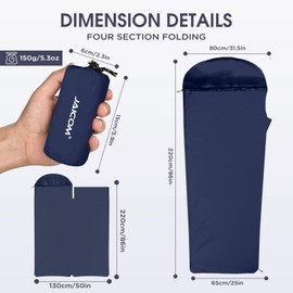 JAICOM Sleeping Bag Liner - Ultralight & Soft Travel Sheet for Adults, only 150g Camping Sleeping Bag, 100% Nylon, Ideal for Backpacking, Hotels, Camping, Business Travel and Outdoor
