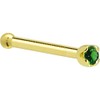 Solid 14k Yellow Gold 1.5mm Genuine Emerald Nose Stud Bone