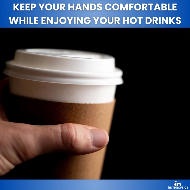 1InTheOffice Corrugated Coffee Cup Sleeves For 10oz 12oz 16 oz