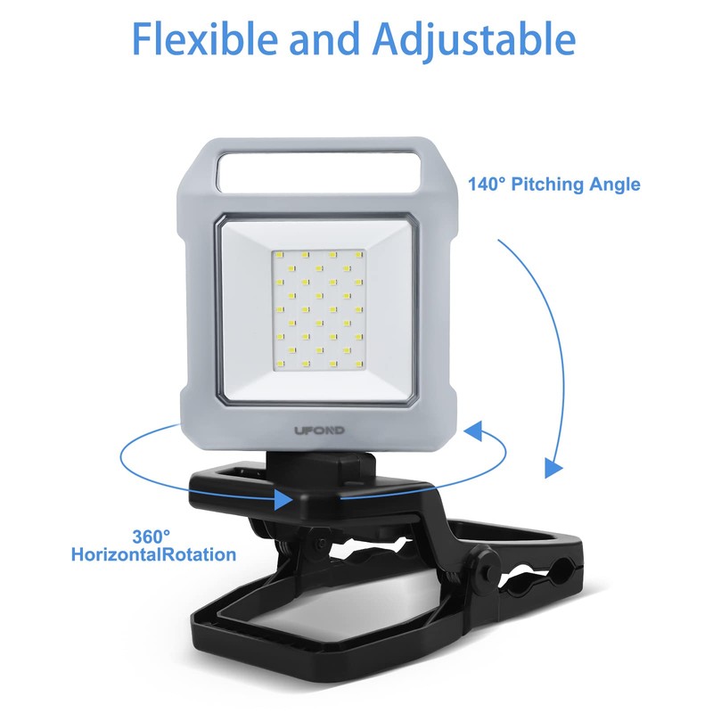 UFOND 2000LM LED Work Light Rechargeable,12h Portable Battery Worklight Cordless,20W
