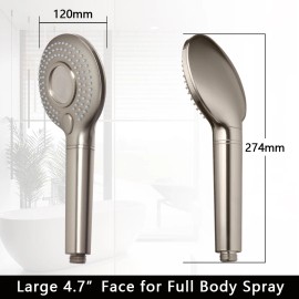 High Pressure Shower Head Rainfall Handheld Shower Filter Chlorine Fluoride Removal ShowerheadMaterial: abs plastic, Color: Brushed Nickel