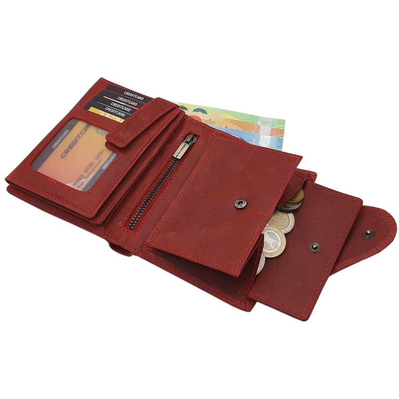 myledershop Full Cowhide Leather Women's Portrait Format Wallet/Purse with Outer