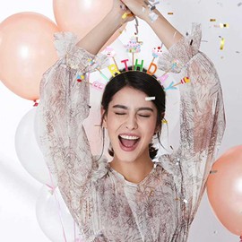 NVENF Diadema de cumpleaños para niñas, diadema de cumpleaños, corona de cumpleaños, tiara de cumpleaños para niñas, accesorio de cumpleaños (patrón A)