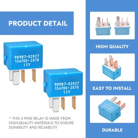 2-Pack 4-Pin AC Relay 90987-02027 & 90987-02028 - Compatible with Toyota Lexus Camry 1997-2014, Replaces 90080-87026 - Automotive Electrical System Relay (Set of 2)