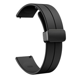 TiMOVO Universal 22mm Magnetisch Silikon Uhrenarmband, Schnellverschluss Uhrenarmbänder für Herren & Damen, Hautfreundlich Weich Sport Armband Ersatzband für 22mm Breit Uhrenanstöße, Schwarz