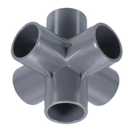 YOKIVE 6 Way Elbow Pipe Fittings, Joint Coupling Pipe Adapter Pipe Connection, Great for Underground Sprinkler System, Garden (Gray, 1-Inch)