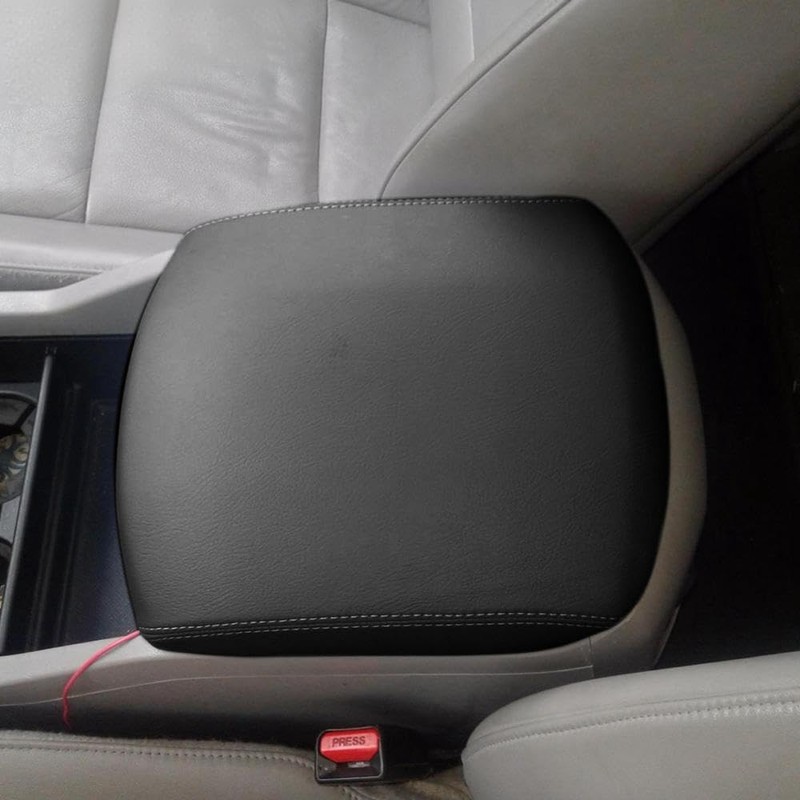 DOTCOM Gray Leather Center Console Lid Armrest Cover Compatible with
