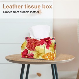 2 Pack Tissue Box Cover Holder, Watercolor Poppy Flower Rectangle Leather Tissue Case, Decorative Organizer for Tabletop, Bathroom, Car, Office