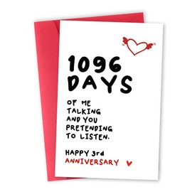 mmuue Sweet 3 Year Anniversary Cards Gifts for Him Her, Lovely 3rd Anniversary Card for Couple, Happy 3 Years Marriage Anniversary Card for Husband Wife