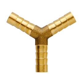 Quickun 5/16" ID Hose Brab, Brass Shaped Y 3 Ways Barbed Hose Fitting Intersection Split Splicer Joint Union Adapter for Water/Fuel/Air