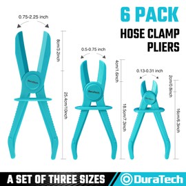 DURATECH 6-Piece Hose Pinch Clamp Pliers, Pinch Pliers, Line Clamp Pliers Set for Flexible Hoses Fuel Hoses Gas Lines Brake Hoses Radiator Hoses (Blue)