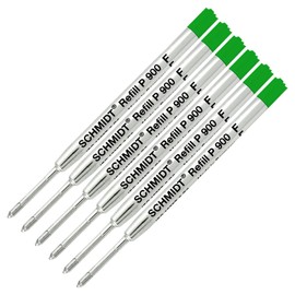 6 Pack - Green-P900-Fine Tip Schmidt Parker Style Ballpoint Refill