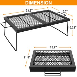 Folding campfire Grill Cooking Racks Campfire Grate Over Fire Pit, Fireplace Cooking Grate Fire grill Grate for Camping, Grill Grate Over the Fire Cooking Equipment Camping Accessories for Outside