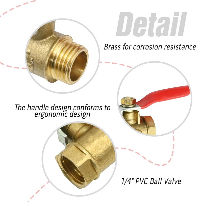 VIKKSAER 6 Pcs Ball Valve, 1/4" Heavy Duty Ball Valve