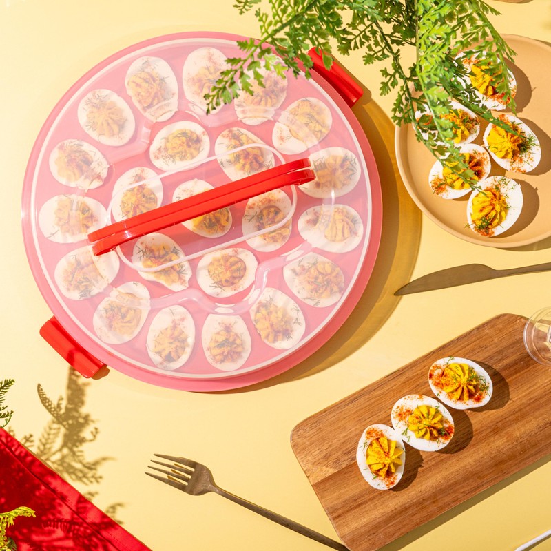 Crafted Containers Deviled Egg Carrier with Lid & Handles, 22-Count