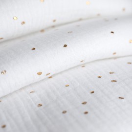 Lovely Hippo House Bed Canopy - 100% Cotton Bed Canopy House Bed Made of Muslin - Bed Curtain Children's Bed - Canopy Bed Curtains for 80 x 160 cm and 90 x 200 cm (White/Gold, 97 x 402 cm)