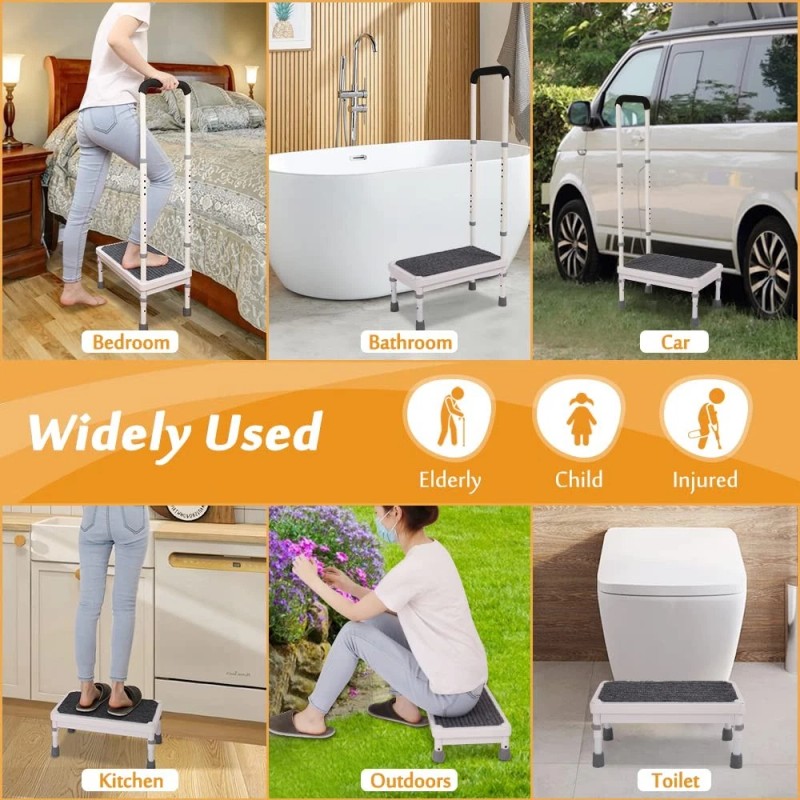 NEAUDE Step Stool with Handle for Elderly Adults, High Beds
