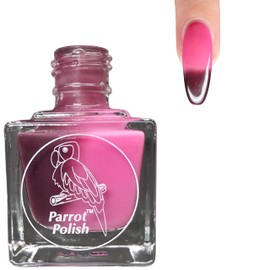 Parrot Polish Thermal Color Changing Nail Polish, Brown to Pink Quick Dry Lacquer, Temperature Change Nail Enamel, Black Cherry, 0.5 Fl Oz