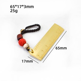 Mini Brass Ruler with Metric Markings, 6cm Long, 3mm Thick for Gift Pendant Office School Supplies