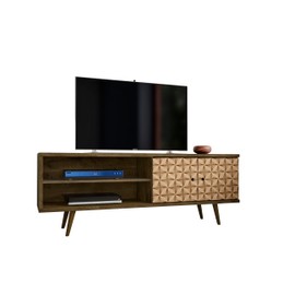 Manhattan Comfort Liberty Mid Century Modern TV Stand for Televisions up to 60 Inches, Bedroom and Living Room Entertainment Center with Storage, Shelves, and Cabinet, 63" Wide, Brown/3d Print