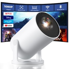 CLOKOWE Mini Projector with WiFi and Bluetooth - [Built-in Apps] Smart Portable Projector with 180° Rotation, Auto Keystone, Support 1080P, Compatible with HDMI/USB/TV Stick/Smartphone/Laptop