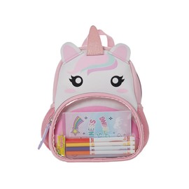 Crayola Neoprene Unicorn Mini Backpack for Girls & Toddlers Markers & Notepad, 10 inch, Pink