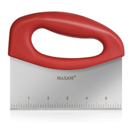 Stainless Steel Food Scraper Tool - Multi-Purpose Kitchen Gadget for Chopping, Baking, Pastry, Dough Cutting and Bench Scraping - Durable Griddle Scraper with Comfortable Handle and Inch Markings