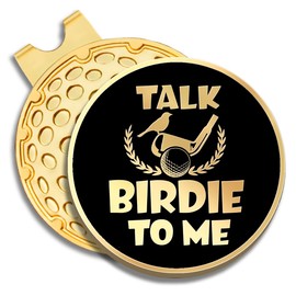 GEYGIE Talk Birdie to Me Black Gold Golf Ball Marker with Magnetic Hat Clip, Funny Golf Gifts and Accessories for Men Women, Birthday for Golf Fan Golfer, Golf Novelty Gift