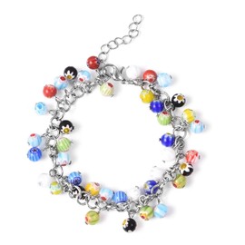 SHOP LC DELIVERING JOY Murano Style Millefiori Glass Earrings Bracelet Set Stainless Steel Jewelry for Women Christmas Gifts for Women Adjustable