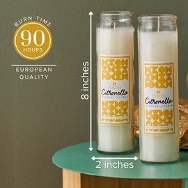 Simply Soson Citronella Candle - Citronella Scented Devotional Glass Jar Candles Ivory - 2x8 inch - 6 Pack - Outside Candles for Garden Yard Balcony, Summer Camping