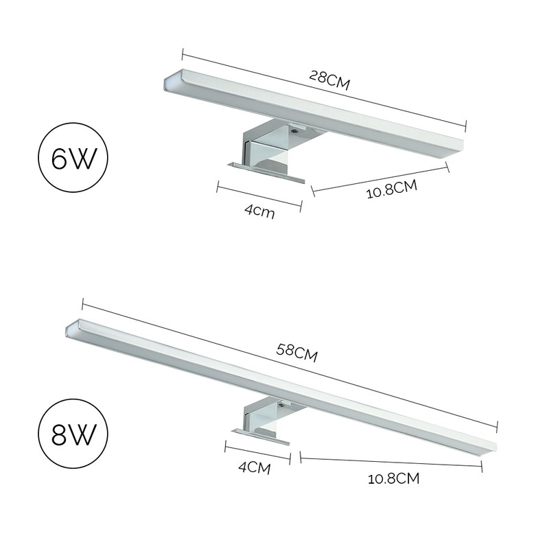 LED Mirror Light Bathroom Cabinet Lights 6000K Make-up Mirror Light
