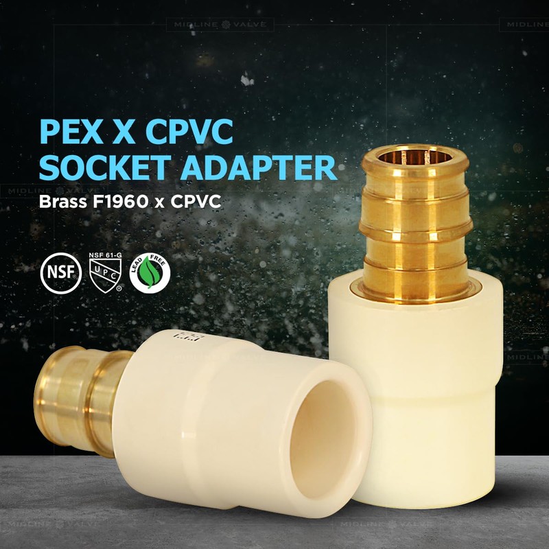 Midline Valve CSDQFG012-OM Expansion PEX x CPVC Adapter Pipe Fitting