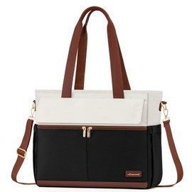 LOVEVOOK Laptop Bag for Women 15.6 Inch Laptop Tote Bag Large Capacity Work Bags Mutiple Pockets Teacher Bag with Removable Strap Water Resistant Computer Bag for Business Travel Nurse, Black Brown