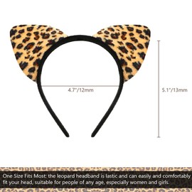 LIONSOUL Leopard Cheetah Ears Headband with Temporary Tattoo for Women Girls, Halloween Leopard Ears Costume, Cheetah Print Headband Christmas Birthday Decorations Supplies