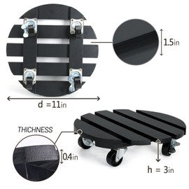 CuffUp 2 Pack Plant Stand with Wheels, Plant Caddies with 360° Lockable Smooth Sliding Wheels Durable Sturdy, Outdoor/Indoor Heavy Duty Rolling Plant Stand for Plant Pot,Flower Pot (11" Black)