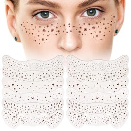 MWOOT 6 Sheets Freckles Tattoo Stickers, Temporary Face Tattoo Stickers, Waterproof Makeup Stickers for Halloween, Music, Festivals, Masquerade, Party Decoration