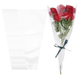 PATIKIL Flower Wrapping Bag, Kraft Paper 100 Pack, Black Floral Bouquet Packing Sleeves for Wedding Birthday Graduation Anniversary Arrangement Gift, 17.3x11x3.5