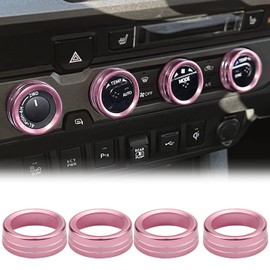 BORUIEN for Tacoma 2016-2023 Air Conditioner AC AUTO CD Switch Control Knob Cover Trim Interior Accessories Central Control for Toyota Tacoma (Pink,4pcs)