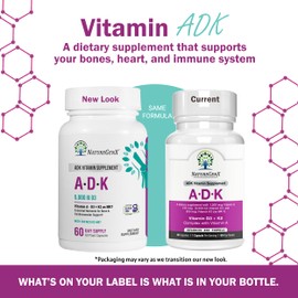NatureGenX ADK Vitamin Supplement - Enhanced Bone Health with High Potency Vitamins A, D3, K2, Gluten-Free, 60 Capsules (Pack of 2)