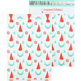U Pack N Ship (25) 10x13 Designer Christmas Poly Mailers Christmas Gnomes Shipping Envelopes