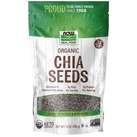 NOW Foods, Organic Black Chia Seeds, Non-GMO, Source of Healthy Fatty Acids and Fiber, 12-Ounce (Packaging May Vary)