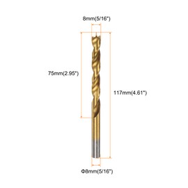 HARFINGTON 10pcs Brad Point Drill Bits 8mm(5/16") Dia HSS4241 Straight Round Shank Metric Brad Point Spiral Twist Drill Bits for Carpenter Woodworking Plastic Rubber, Golden