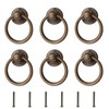 Pastlla 6 Pcs Metal Bronze Round Ring Drawer Pulls 1.38"