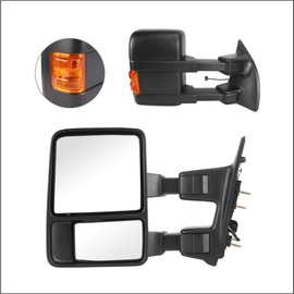Perfit Zone Towing Mirrors Replacement Fit for 2008-2016 F-250 F-350 F-450 F-550 SUPER DUTY,MANUAL,W/O HEATED,W/AMBER SIGNAL,BLACK (PAIR SET)