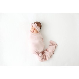 Posh Peanut Baby Swaddle Blanket & Headband - Matching Newborn Girl Swaddle Set, Use As a Receiving Blanket or Nursing Cover (Sailor Blue)