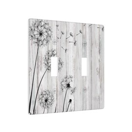 Dandelion 2 Gang Light Switch Cover Double Toggle Wall Plate Outlet Cover Decorative Faceplate Electrical Switchplate Home Decor 4.5" X 4.5"