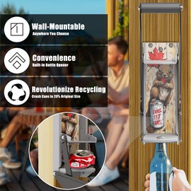 KANBOL Small Hand Can Crusher Metal Can Crusher 16oz 12oz,Aluminum Can crusher,Heavy Duty Can Smasher Wall Mounted-Lively-GREY