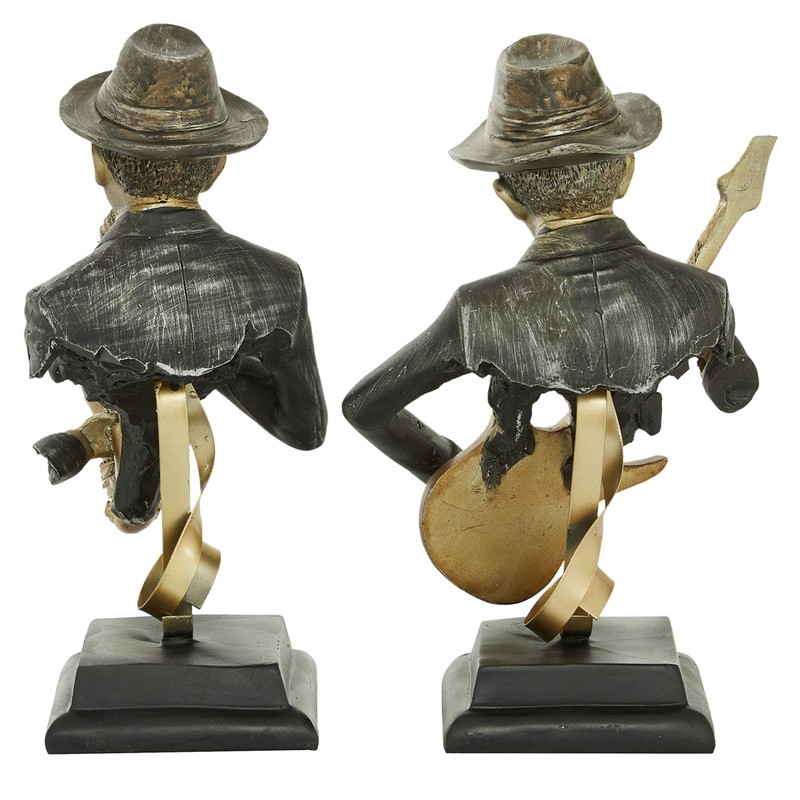 Deco 79 Polystone Musician Decorative Sculpture Home Decor Statues, Set